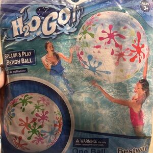 H2O GO! 48” Diameter Splash & Play Beach Ball Clear W/ Neon Paint Splash Design